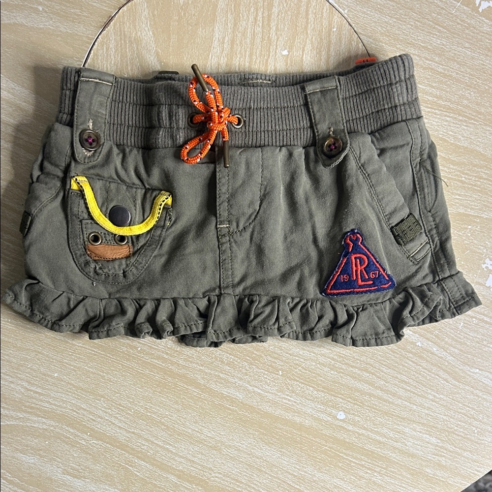 Ralph Lauren Polo Khaki Skirt with Ruffle and Colorful Accents